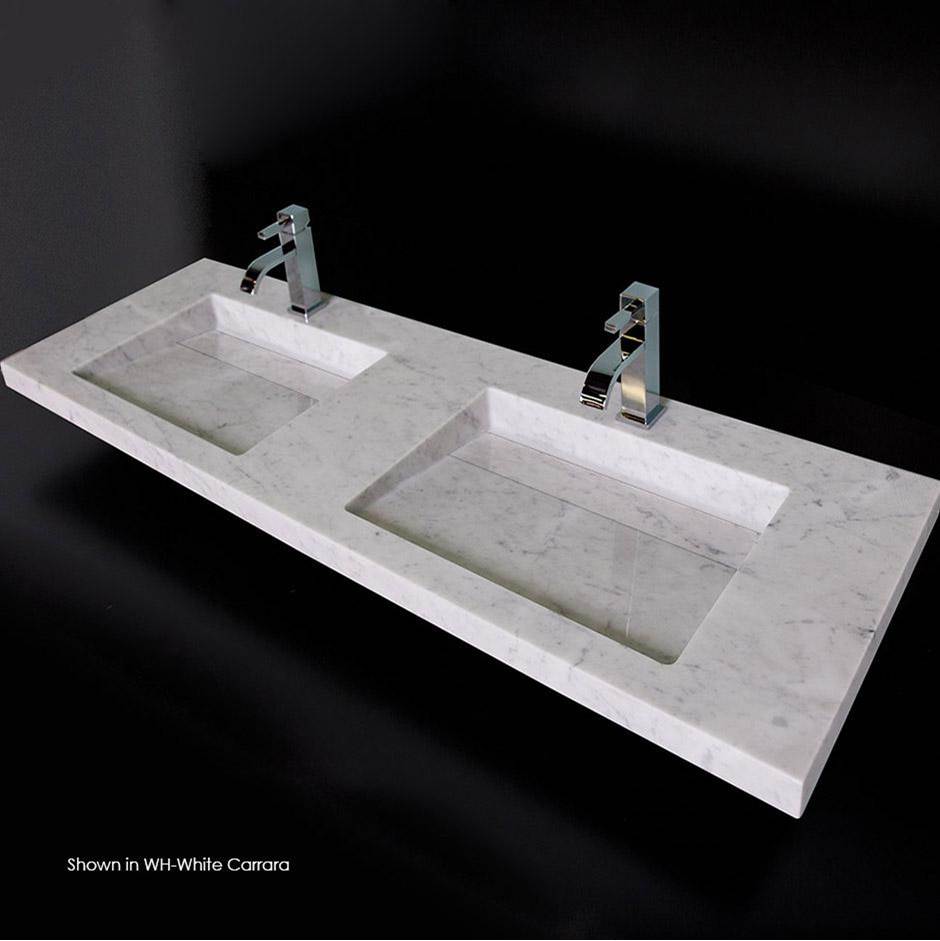 Lacava Wall-mount or vanity top stone double-bowl Bathroom Sink with preinstalled concealed drains
