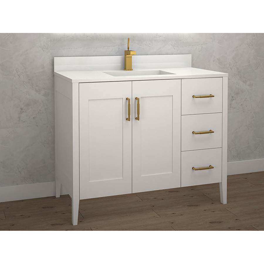 Madeli Encore 42''. White Free Standing Cabinet Brushed Nickel Handles (X5) 41-5/8''X 22''X 34''