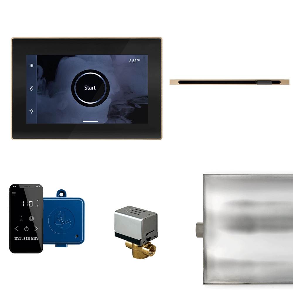 Mr. Steam XButler Linear Steam Shower Control Package with iSteamX Control and Linear SteamHead in Black Brushed Bronze