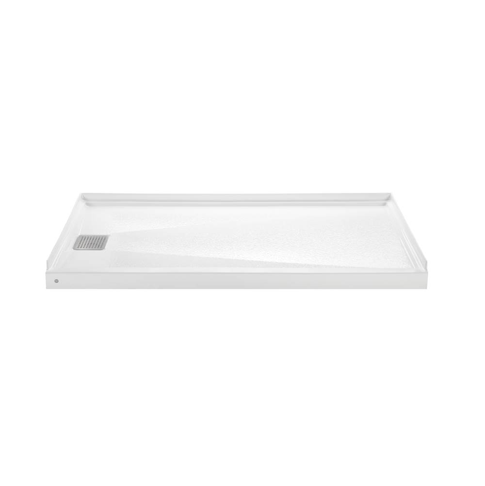 MTI Baths 6032 Acrylic Cxl Lh Drain 60'' Threshold 3-Sided Integral Tile Flange - Biscuit