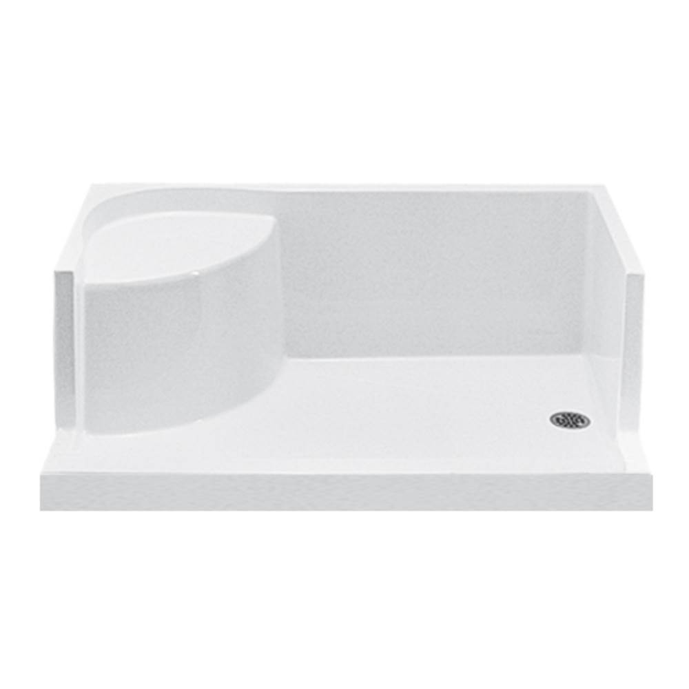 MTI Baths 6036 Acrylic Cxl Rh Drain Integral Seat/Tile Flange - Biscuit