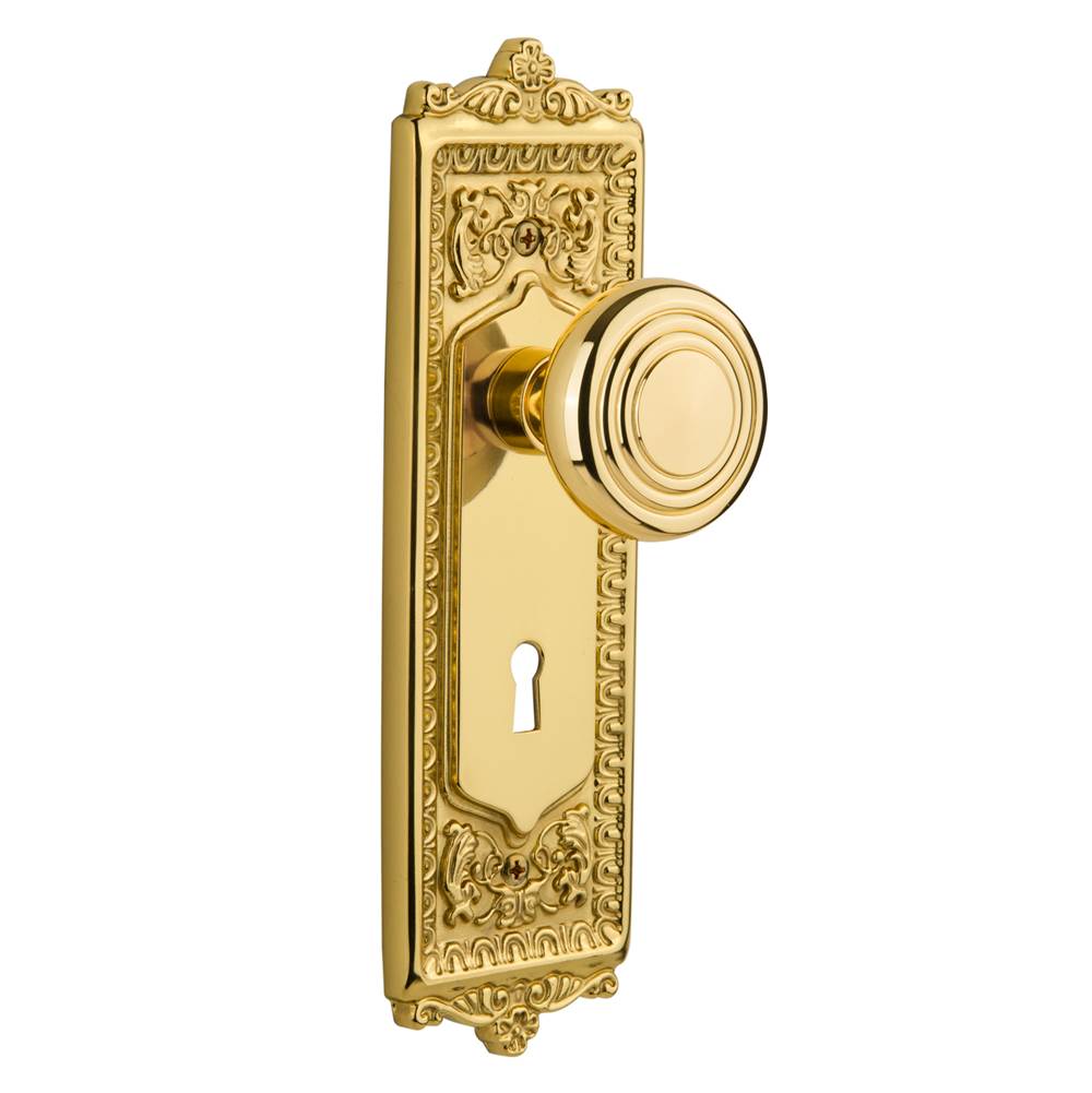 Nostalgic Warehouse Nostalgic Warehouse Egg & Dart Plate with Keyhole Privacy Deco Door Knob in Polished Brass
