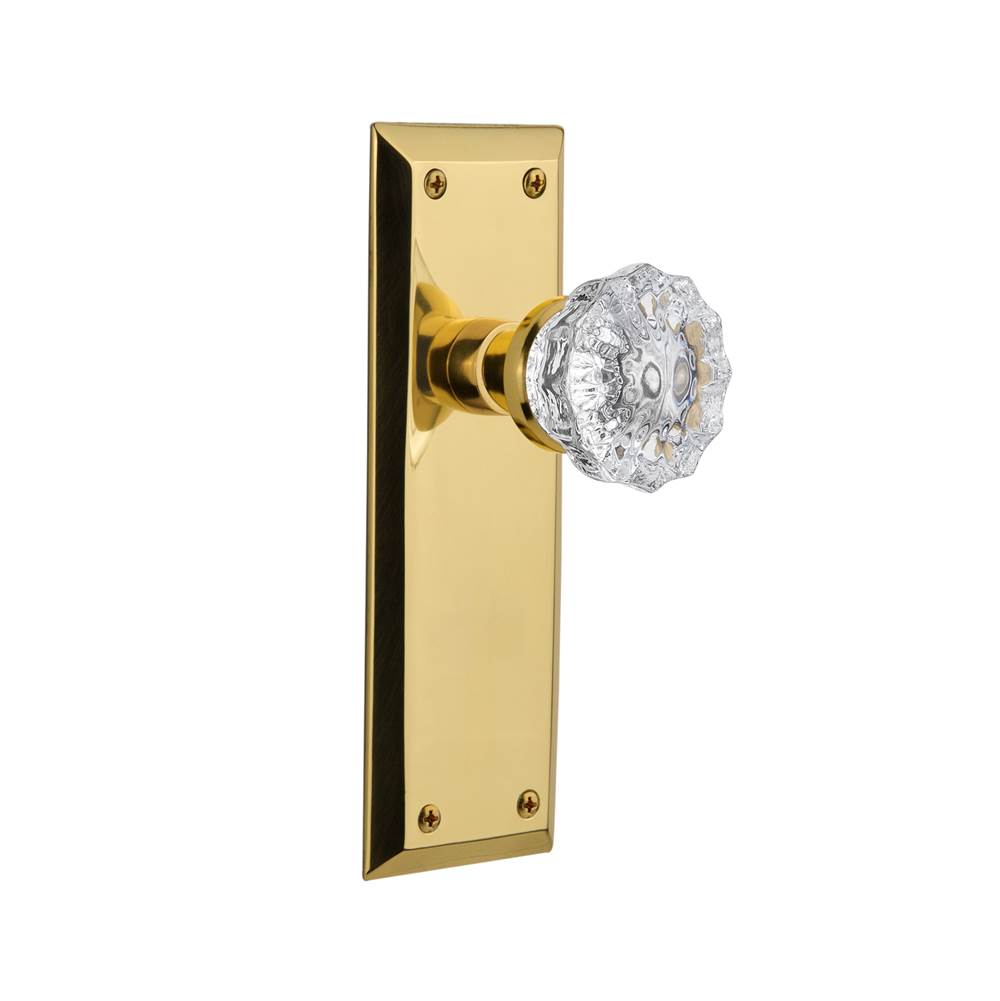 Nostalgic Warehouse Nostalgic Warehouse New York Plate Passage Crystal Glass Door Knob in Polished Brass