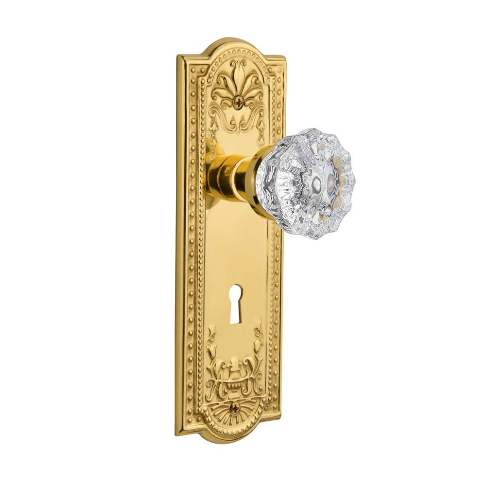 Nostalgic Warehouse Nostalgic Warehouse Meadows Plate with Keyhole Passage Crystal Glass Door Knob in Polished Brass