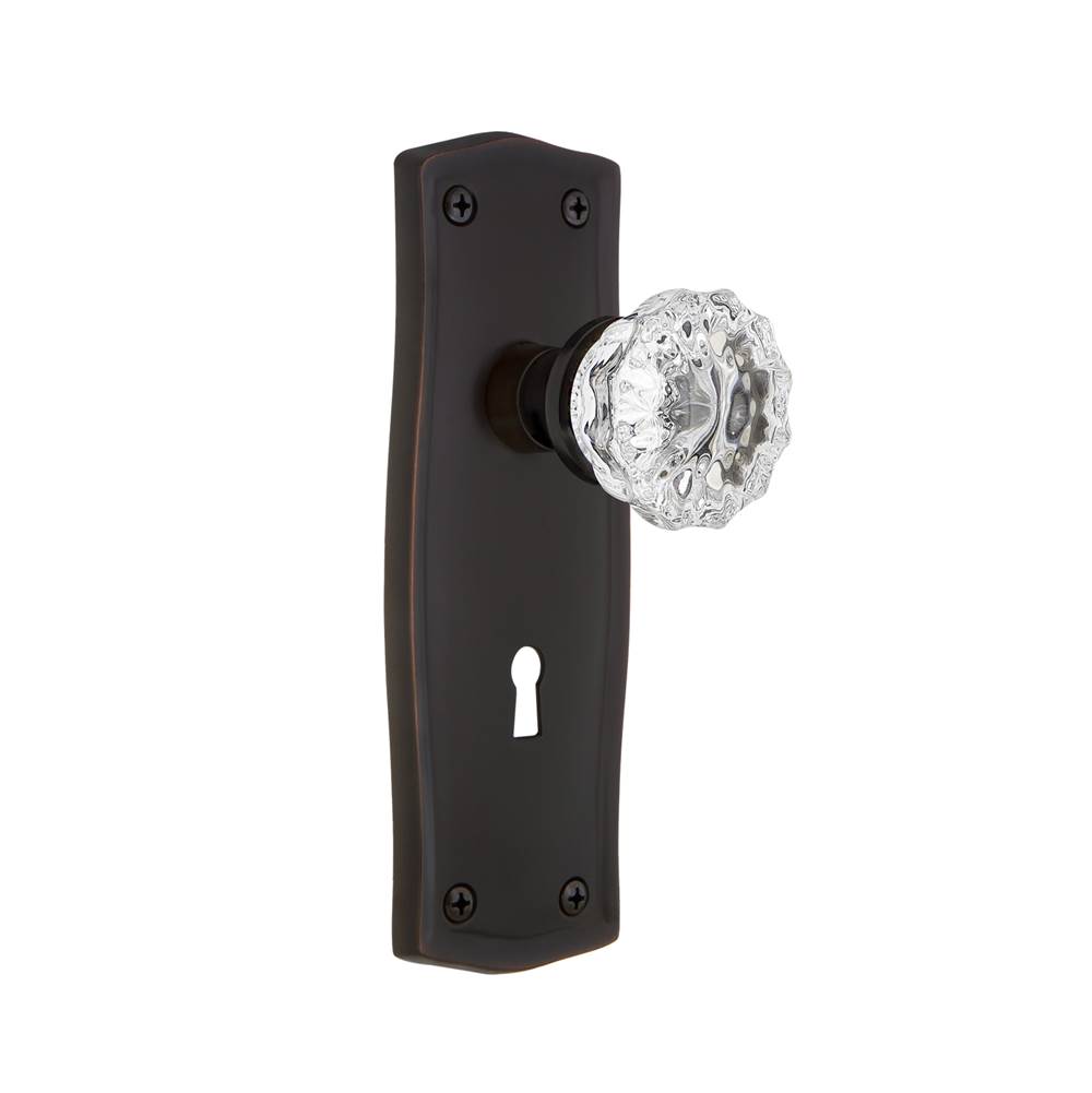 Nostalgic Warehouse Nostalgic Warehouse Prairie Plate with Keyhole Privacy Crystal Glass Door Knob in Timeless Bronze