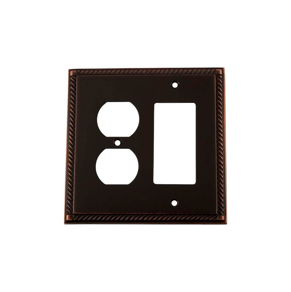 Nostalgic Warehouse Nostalgic Warehouse Rope Switch Plate with Rocker and Outlet in Timeless Bronze