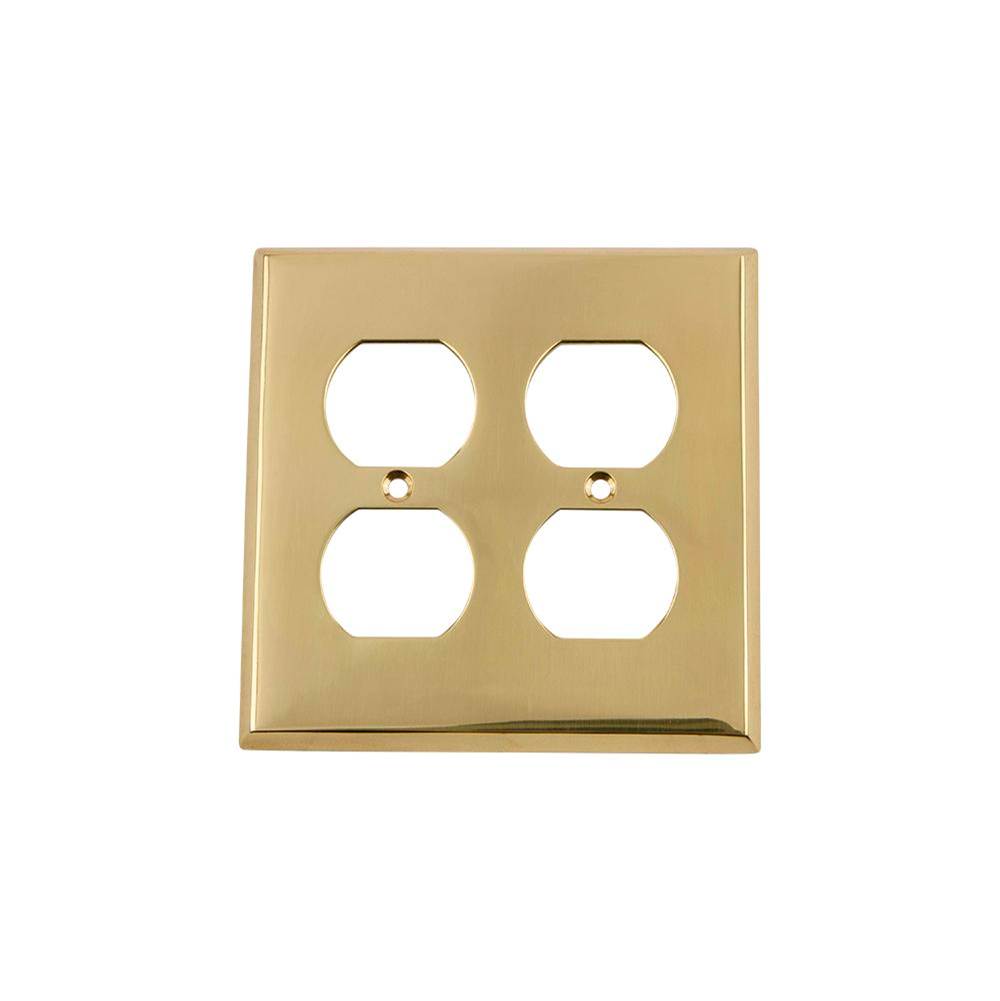 Nostalgic Warehouse Nostalgic Warehouse New York Switch Plate with Double Outlet in Polished Brass