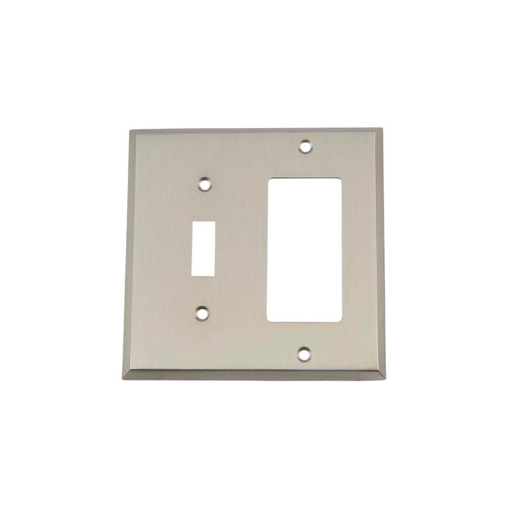 Nostalgic Warehouse Nostalgic Warehouse New York Switch Plate with Toggle and Rocker in Satin Nickel
