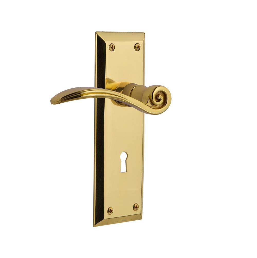 Nostalgic Warehouse Nostalgic Warehouse New York Plate Privacy with Keyhole Swan Lever in Unlacquered Brass