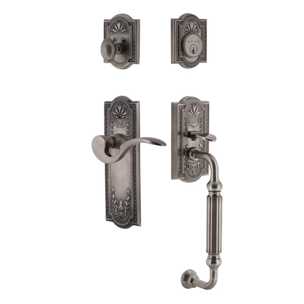Nostalgic Warehouse Nostalgic Warehouse Meadows Plate F Grip Entry Set Manor Lever in Antique Pewter