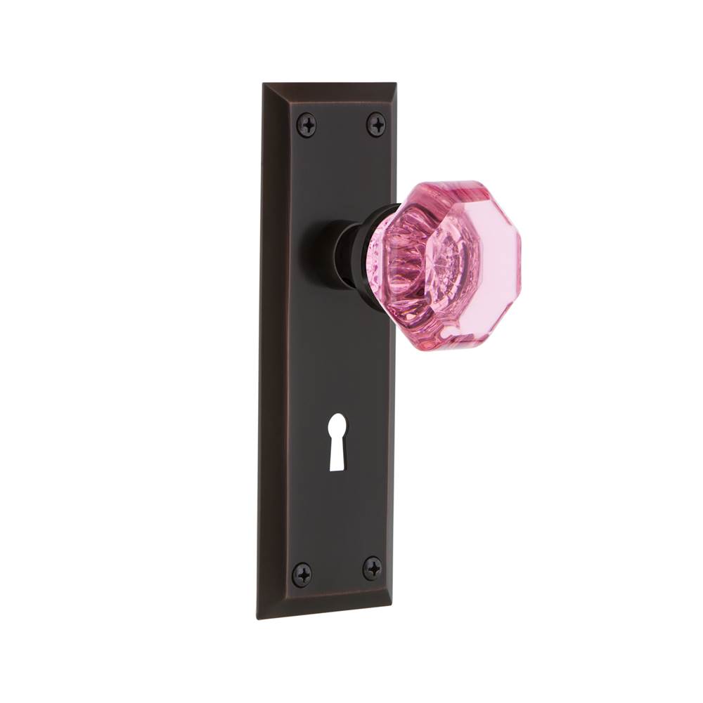 Nostalgic Warehouse Nostalgic Warehouse New York Plate with Keyhole Privacy Waldorf Pink Door Knob in Timeless Bronze