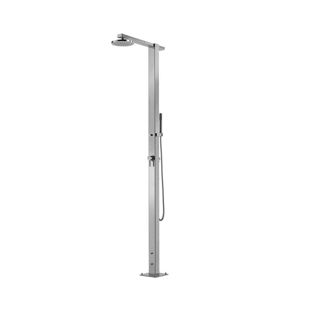 Outdoor Shower ''Square'' Free Standing Single Supply Shower Unit - Hand Spray - 8'' Square Shower Head