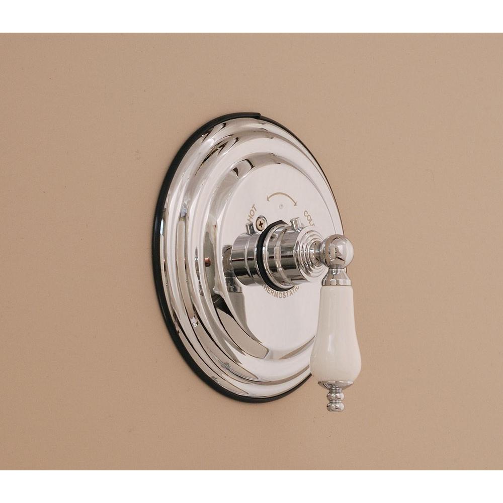 Strom Living Chrome Thermostatic Control Valve With Round Plate And Porcelain Lever Handle