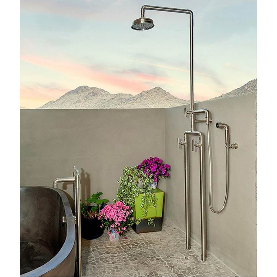 Sonoma Forge Waterbridge Exposed Shower System Model 1050 (10'' Spread, Center To Center) With 8'' Rainhead And Handshower Includes Remote Anti-Scald Mixing Valve