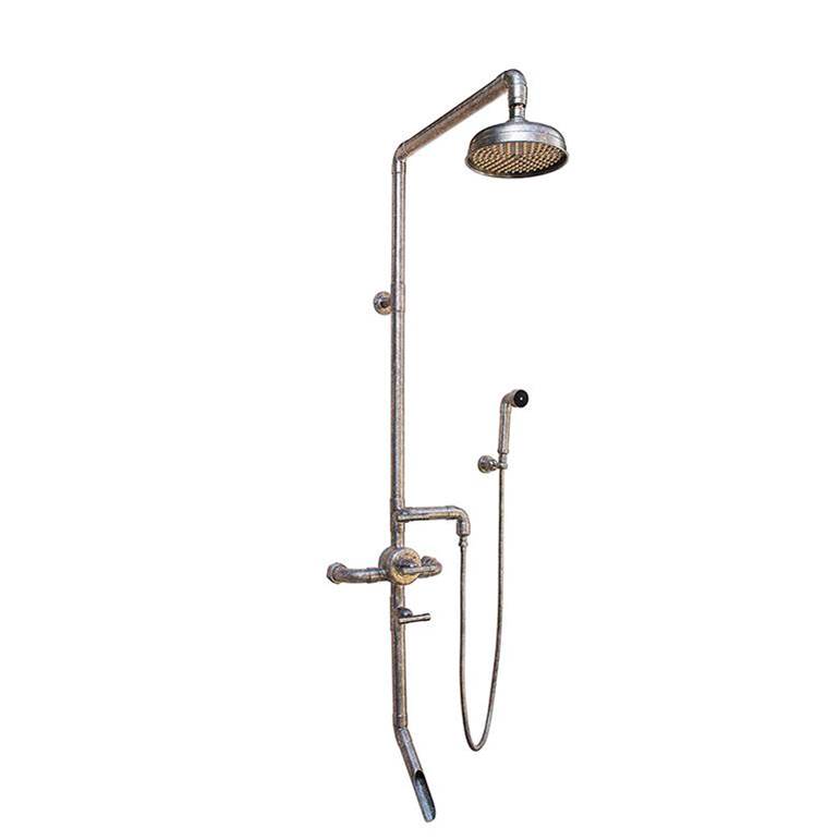 Sonoma Forge Waterbridge Exposed Thermostatic Shower Systems Model 980 (10-3/4'' Spread, Center To Center) With 8'' Rainhead, Handshower & Tub Filler