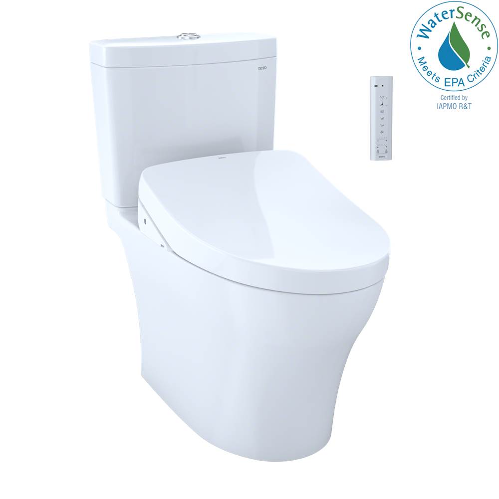 TOTO WASHLET®+ Aquia IV Two-Piece Elongated Dual Flush 1.28 and 0.8 GPF Toilet and with Auto Flush S550e Bidet Seat, Cotton White