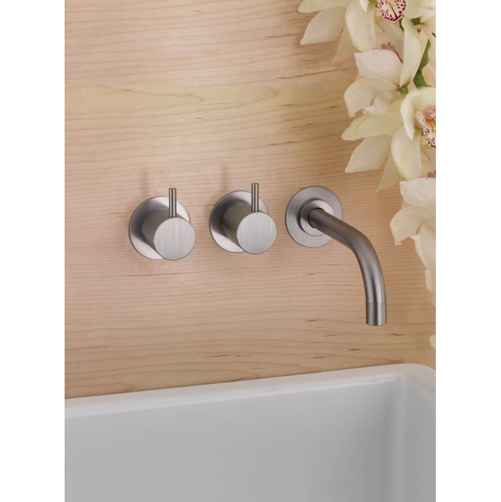 Vola 611 Two-Handle Wall-Mounted Basin Set With 6'' Spout To Right And Rosette Trim Kit