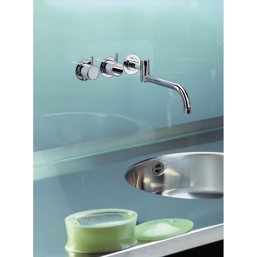 Vola 631 Two-Handle Wall-Mounted Basin Set With 10'' Double-Swivel Spout And Rosette Trim Kit