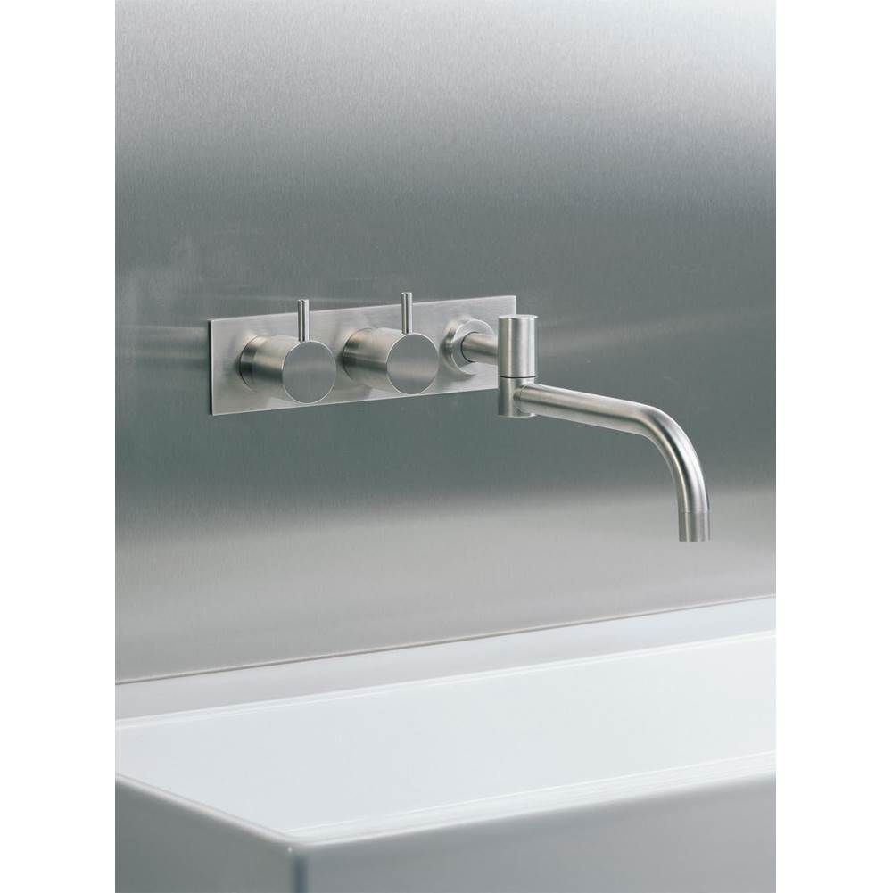Vola 633K Two-Handle Wall-Mounted Basin Set With 10'' Double-Swivel Spout And Plate Trim Kit