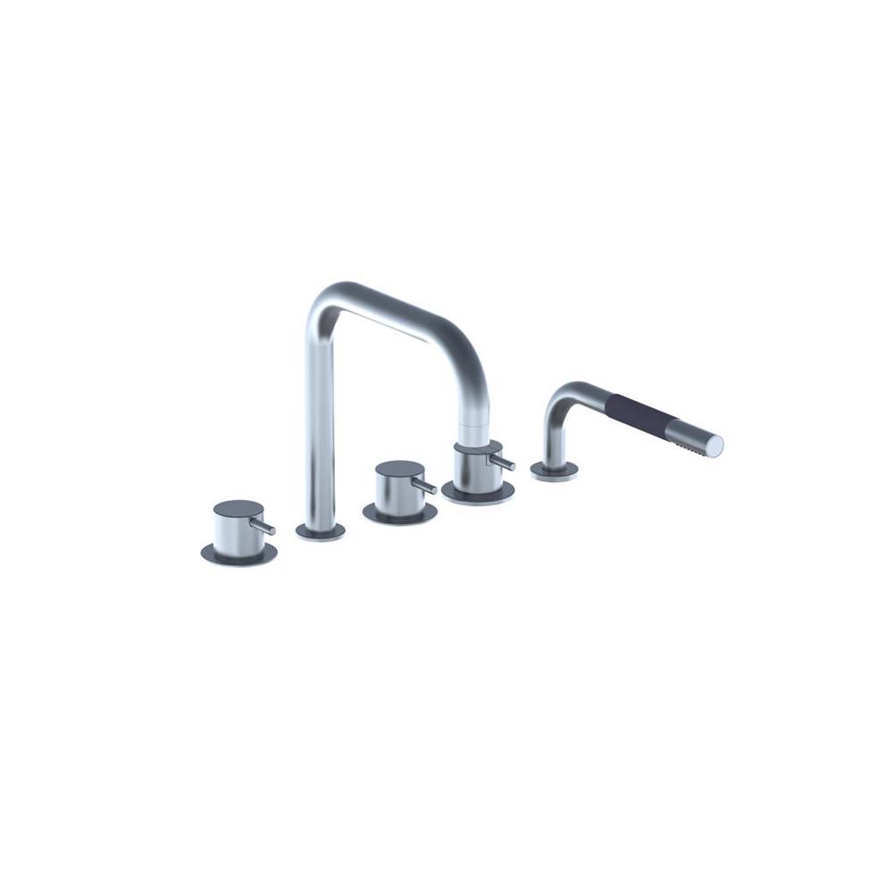 Vola Sc11 Two-Handle Tub Mixer With Double Swivel Spout And Mixer With Handspray With Rosette Trim