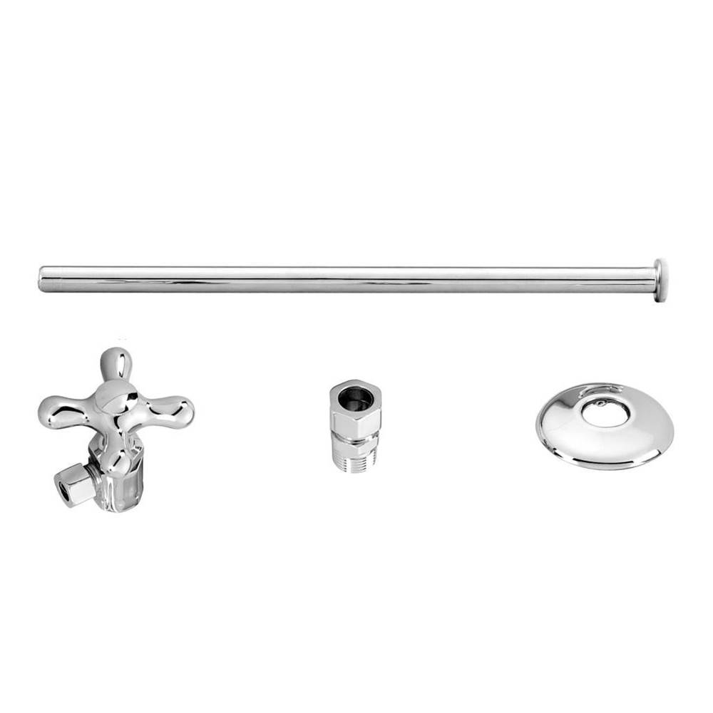 Westbrass Toilet Kit with Stop and Flat Head Riser - Cross Handle in Polished Chrome