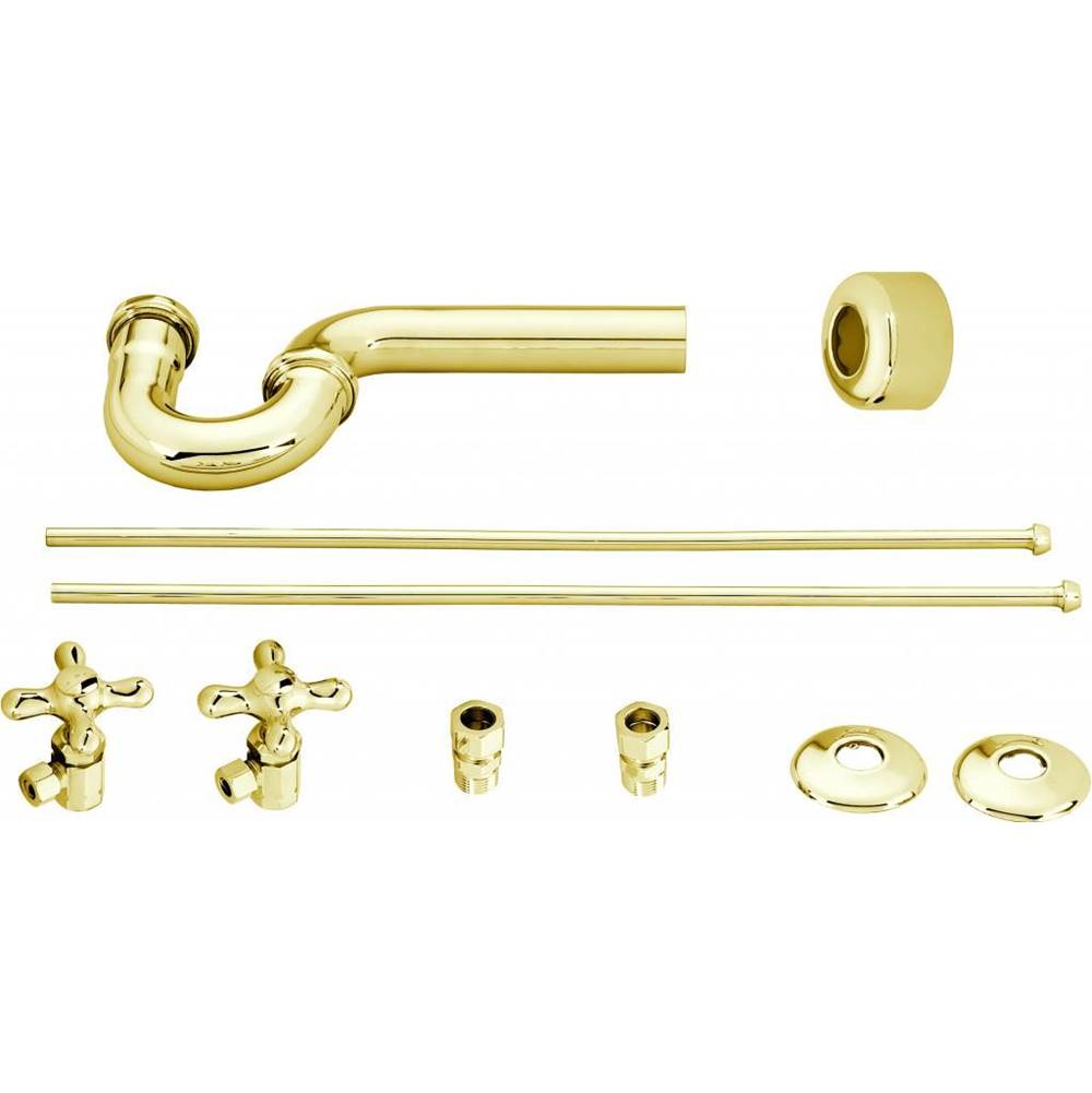 Westbrass Traditional Pedestal Lavatory Kit - Cross Handles in Polished Brass