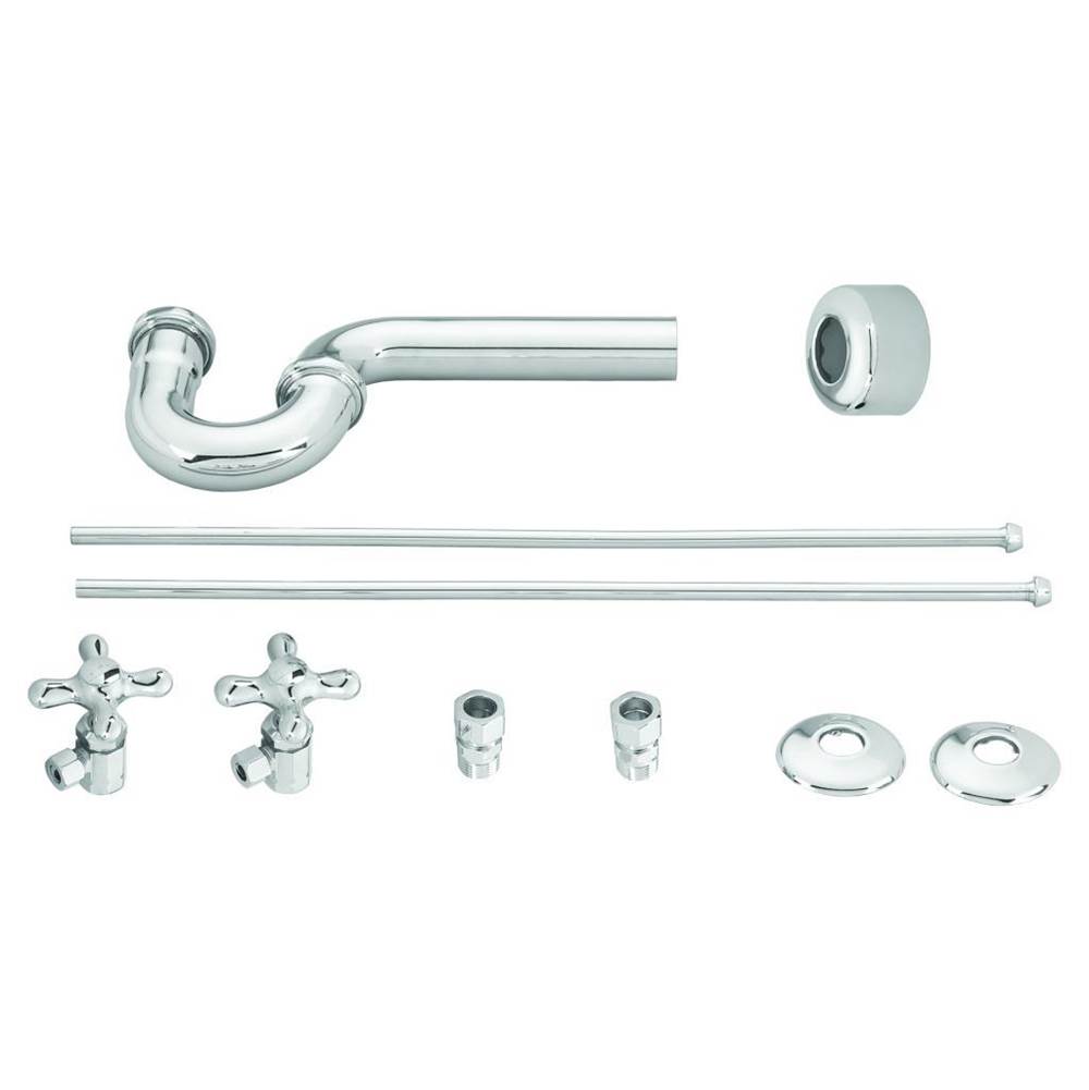 Westbrass Traditional Pedestal Lavatory Kit - Cross Handles in Polished Chrome