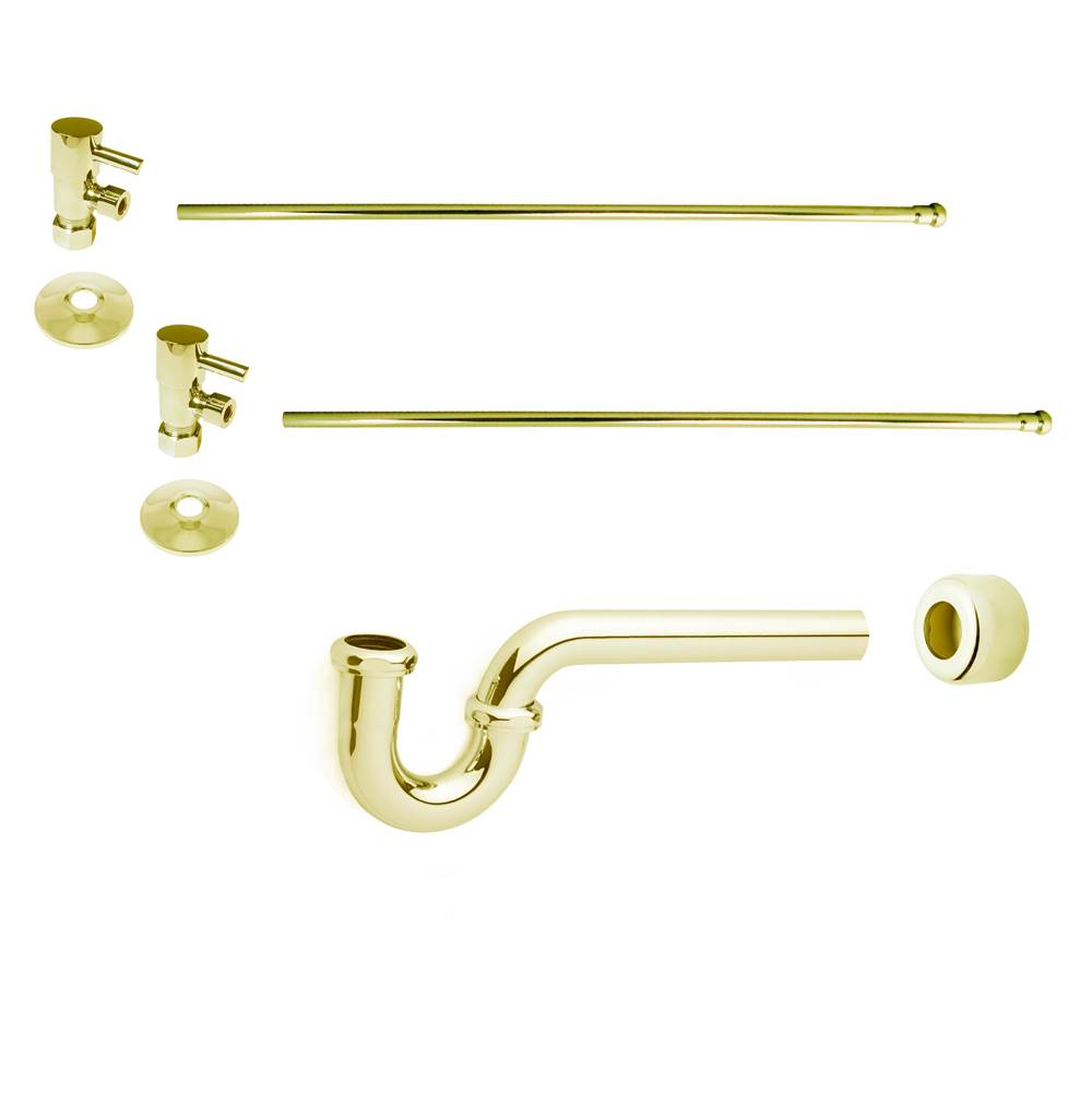 Westbrass P-Trap 1/4-Turn Lavatory Kit with Valves and Risers PB