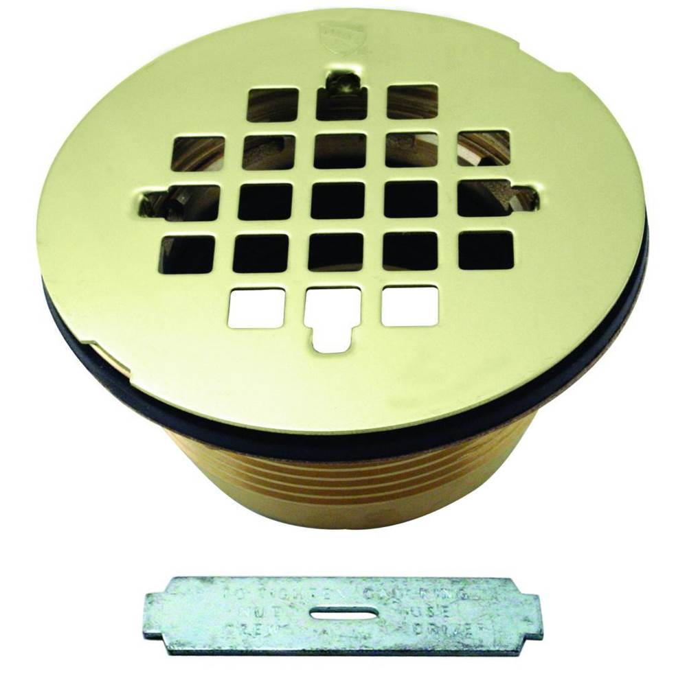 Westbrass Brass Body Compression Shower Drain with Grid in Polished Brass