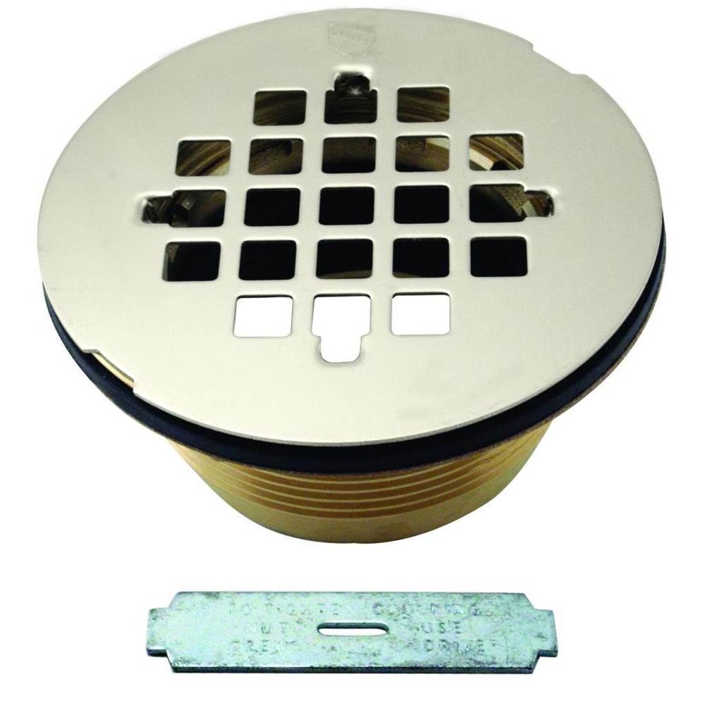 Westbrass Brass Body Compression Shower Drain with Grid in Polished Nickel