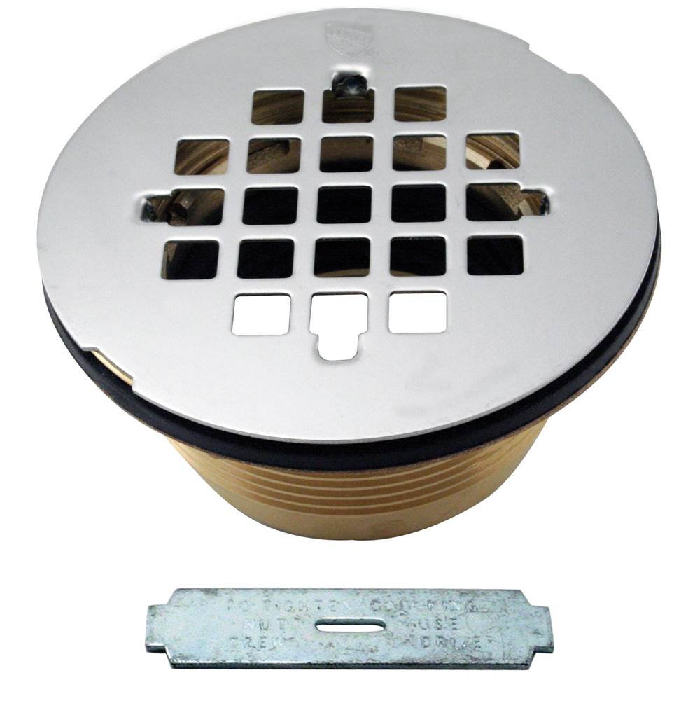 Westbrass Brass Body Compression Shower Drain with Grid in Polished Chrome