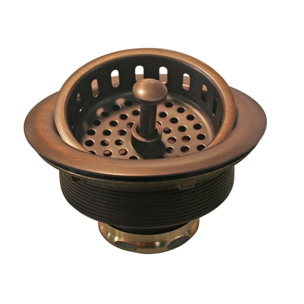 Westbrass Post Style Large Kitchen Basket Strainer in Antique Copper