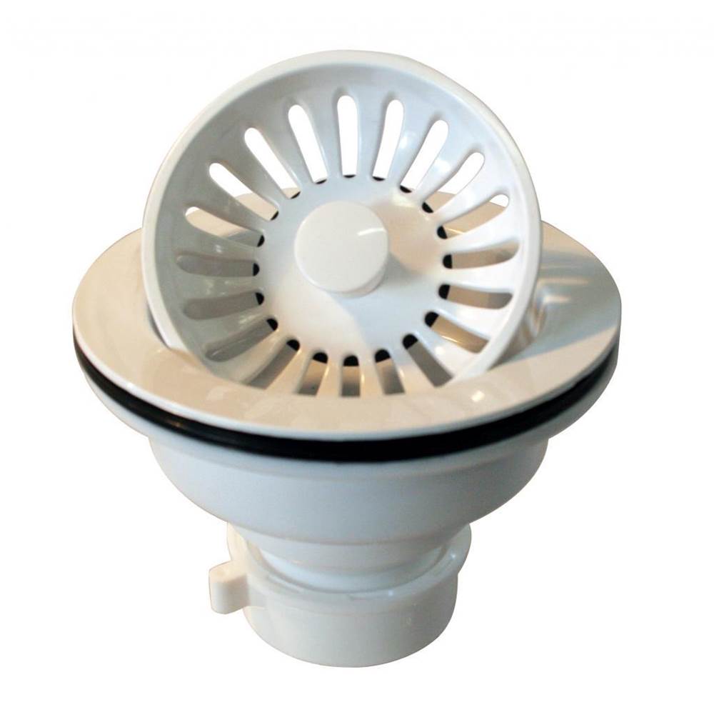 Westbrass Push/Pull Style Large Kitchen Basket Strainer in Powdercoated White