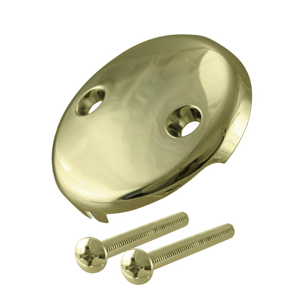 Westbrass 3-1/8 in. Two-Hole Overflow Face Plate and Screws in Polished Brass
