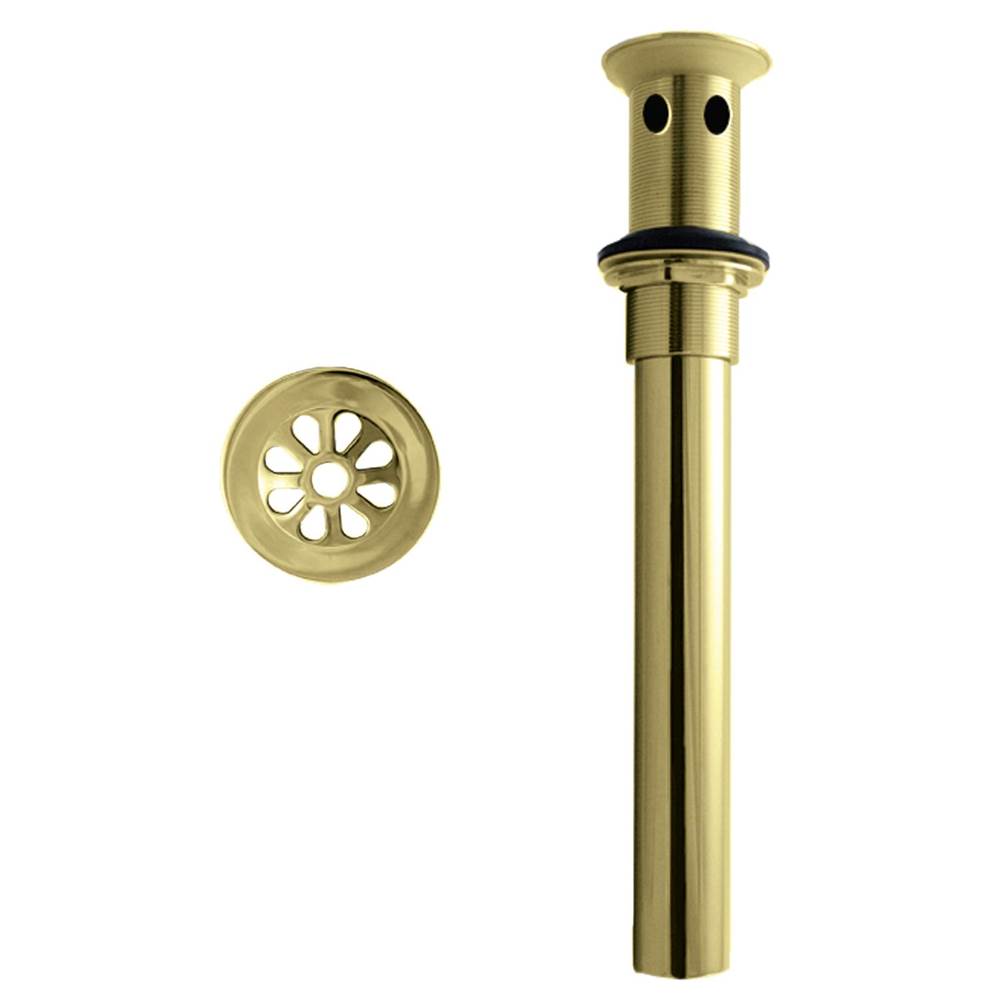 Westbrass High-Flow Grid Lavatory Drain with Overflow Holes - Exposed in Polished Brass