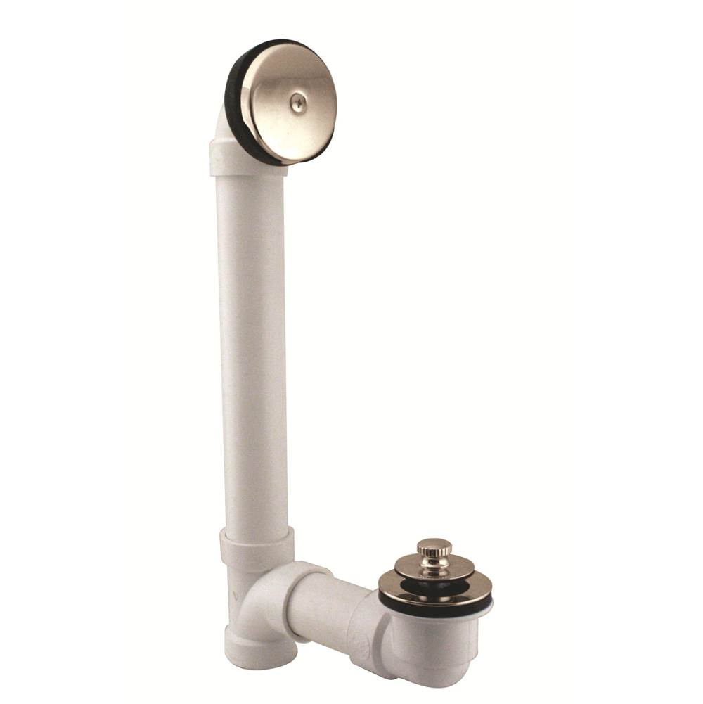 Westbrass Pull & Drain Sch. 40 PVC Bath Waste with One-Hole Top Elbow in Polished Nickel